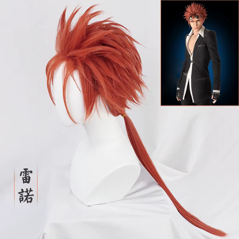 Final Fantasy VII Reno perruques 50 cm Orange mi-long style Cosplay Costume perruques haute températ