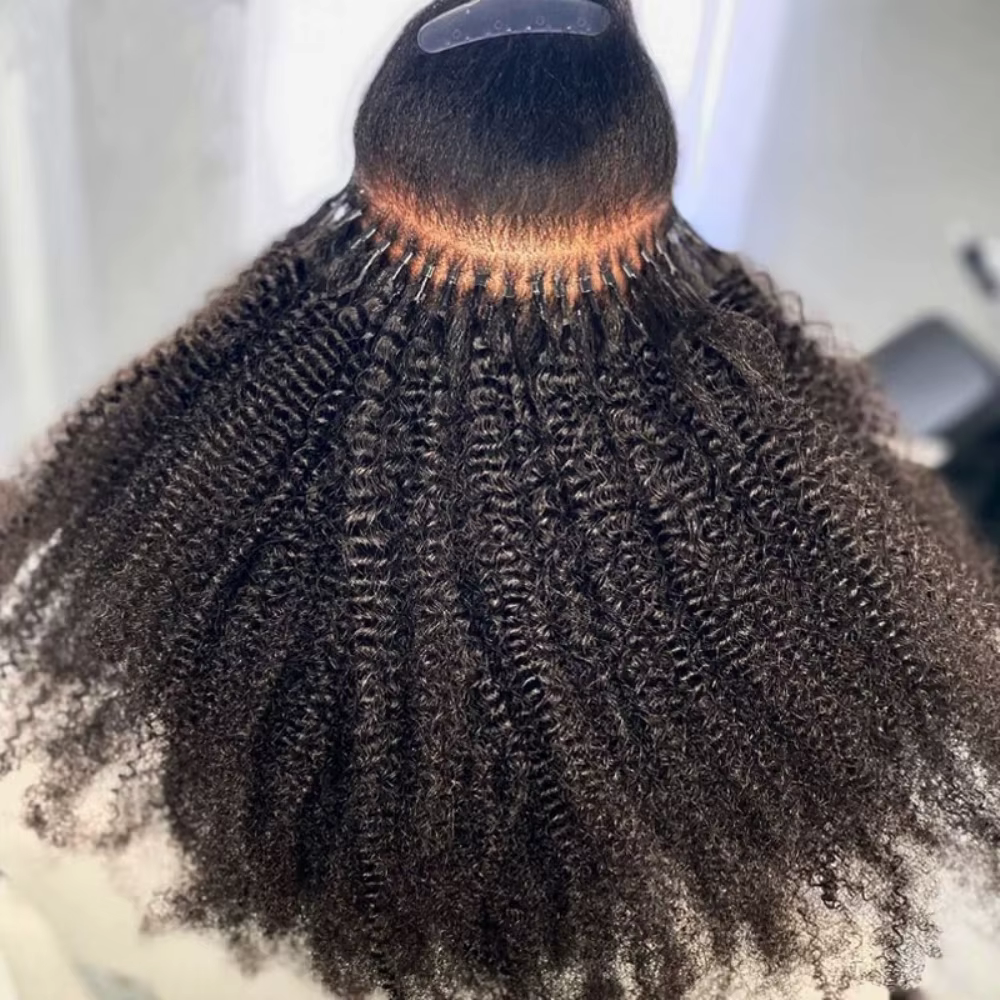 Micro NJosé Head I Tip-Extension de Cheveux Humains pour Femme, Microlinks, Afro, Kinky, Curly, Mong