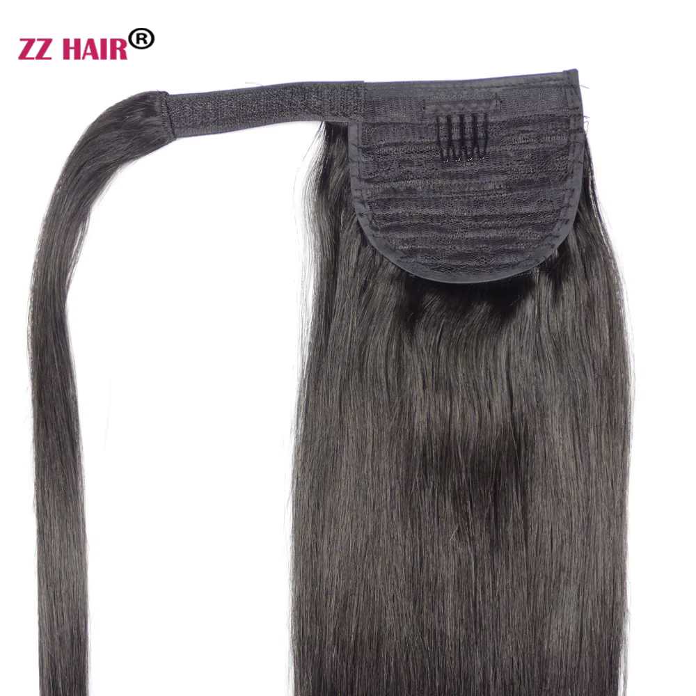 ZZHAIR-Extensions de Cheveux 100% Naturels Remy, Queue de Cheval Ronde Magique, Faits à la Machine,