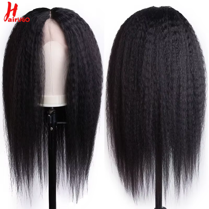 Perruques de cheveux humains avant de dentelle droite crépue 13x4 perruques avant de dentelle perruq