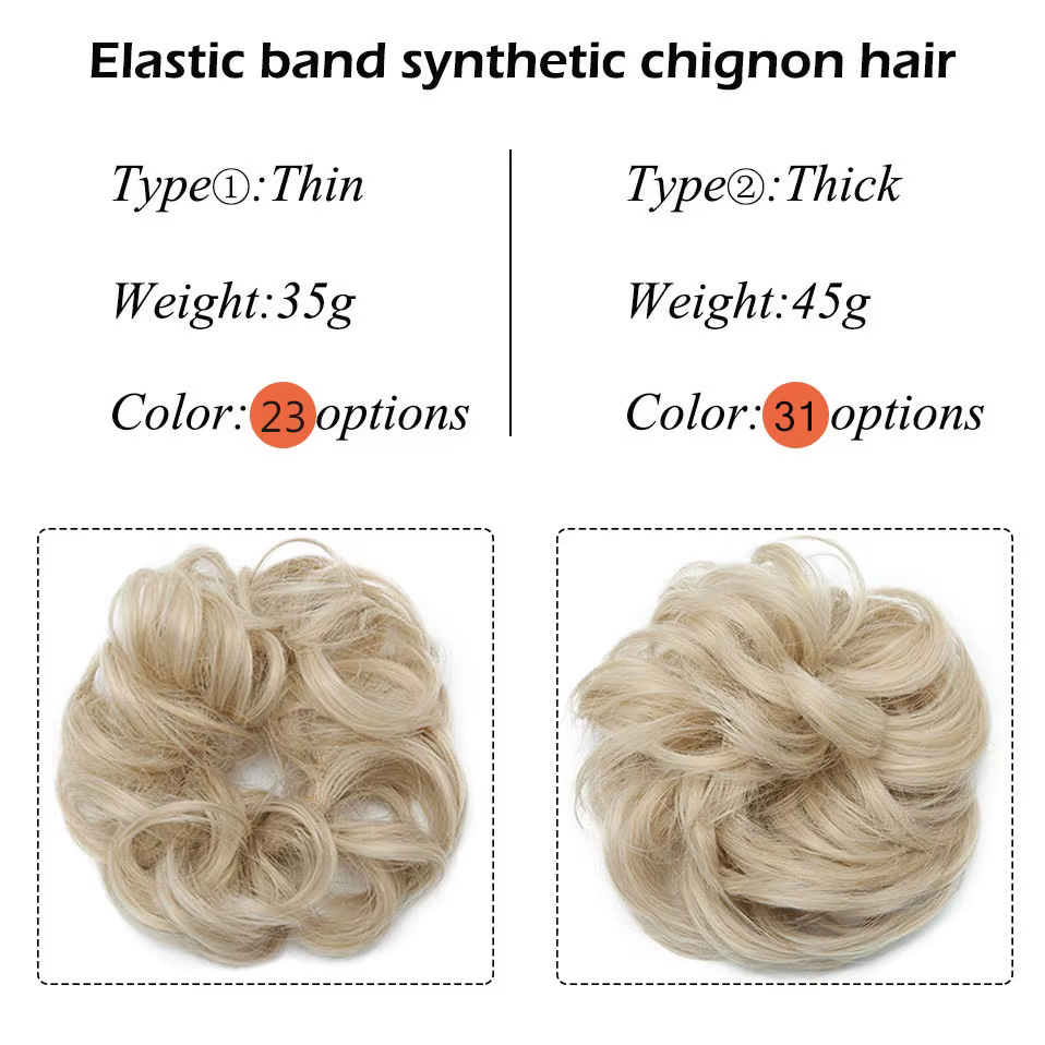S-noilite bande élastique synthétique avec cheveux bouclés Chignon cheveux femmes cordon queue de ch