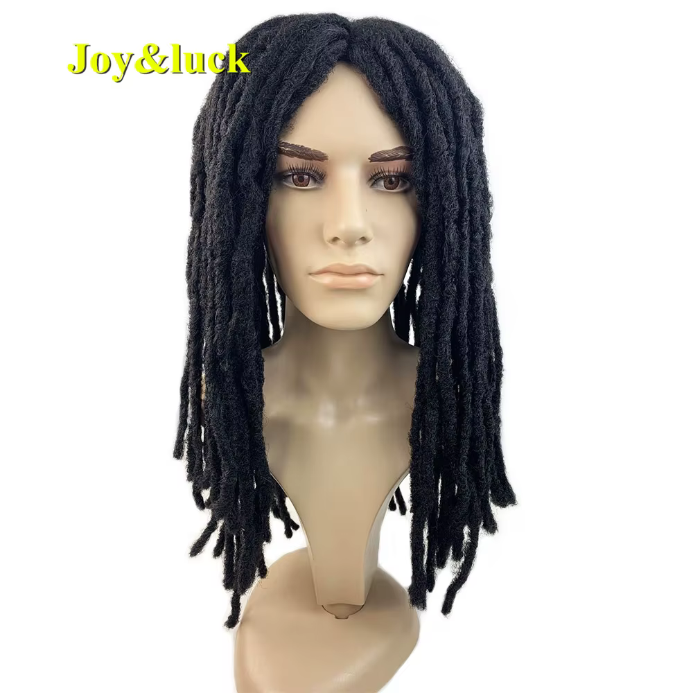 Perruque Dreadlocks synthétique longue noire pour hommes, cheveux lisses au Crochet, tressage avec r