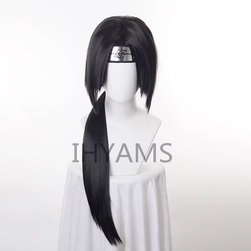 Perruque de Cosplay Anime Uchiha Itachi, Cheveux Synthétiques Longs et Lisses, Noir, Degré de Chaleu
