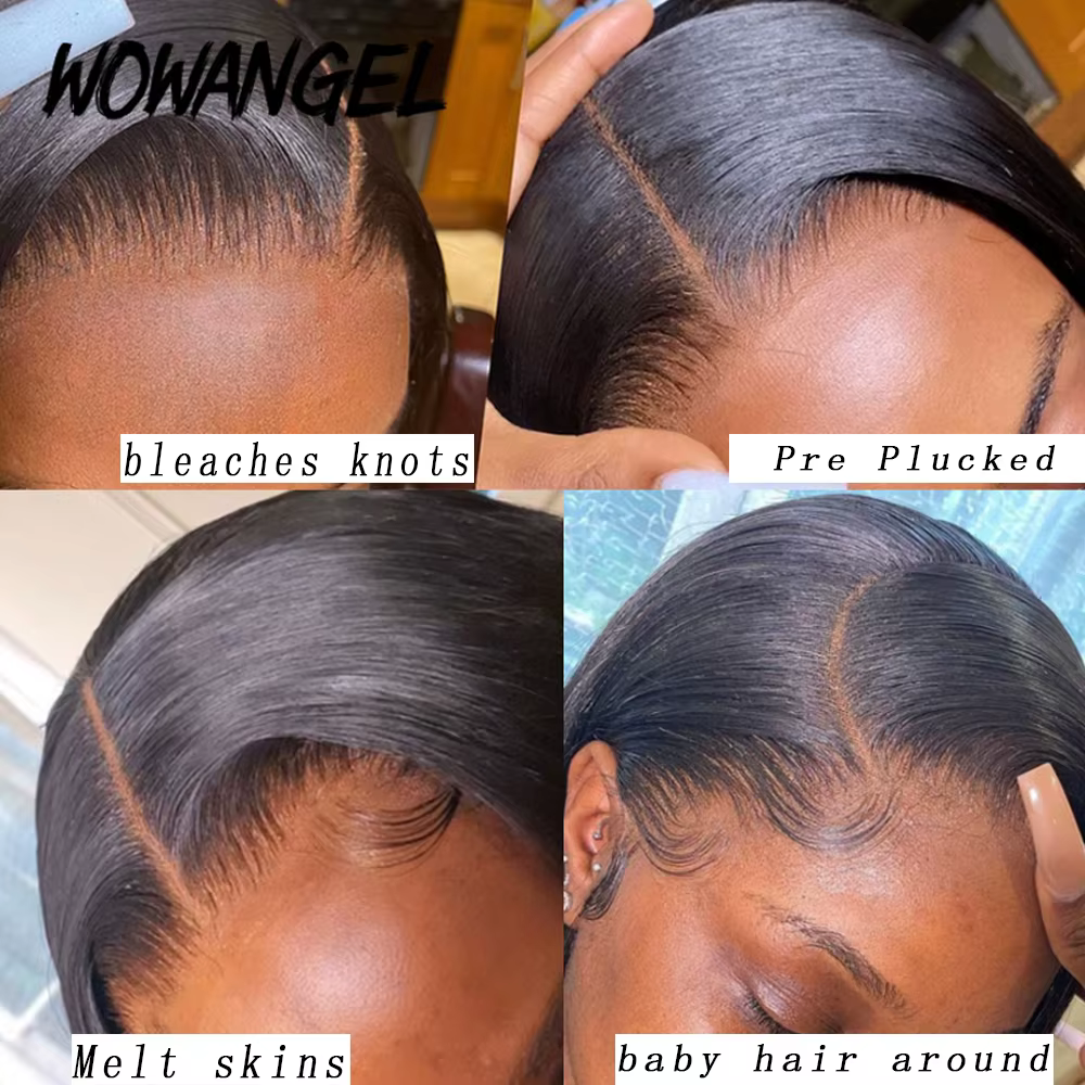 Perruque Lace Closure Remy Naturelle, Cheveux Lisses, 7x7, 6x6, Pre-Plucked, Only Invisible HD Trans