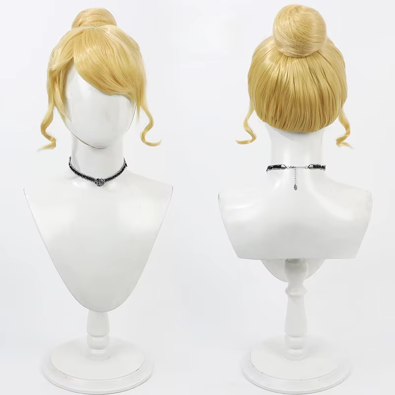 Perruque de princesse cendrillon pour adultes, perruques de Cosplay blondes avec petits pains, cheve