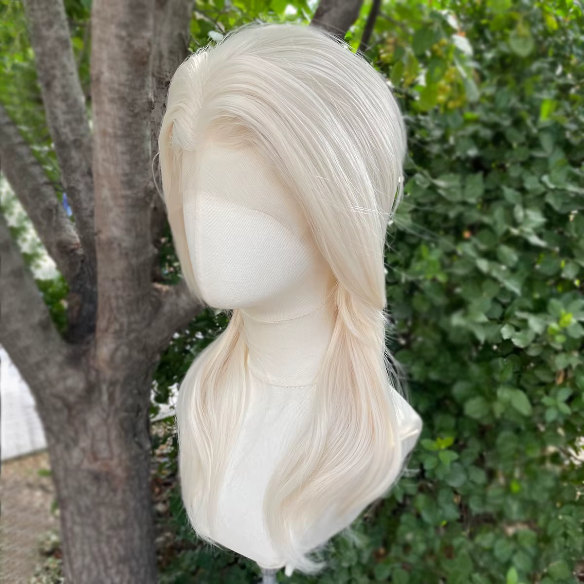 Perruques Lace Front Synthétiques Courtes Bouclées pour Femme, Platine Blonde, Cosplay Initiated Len