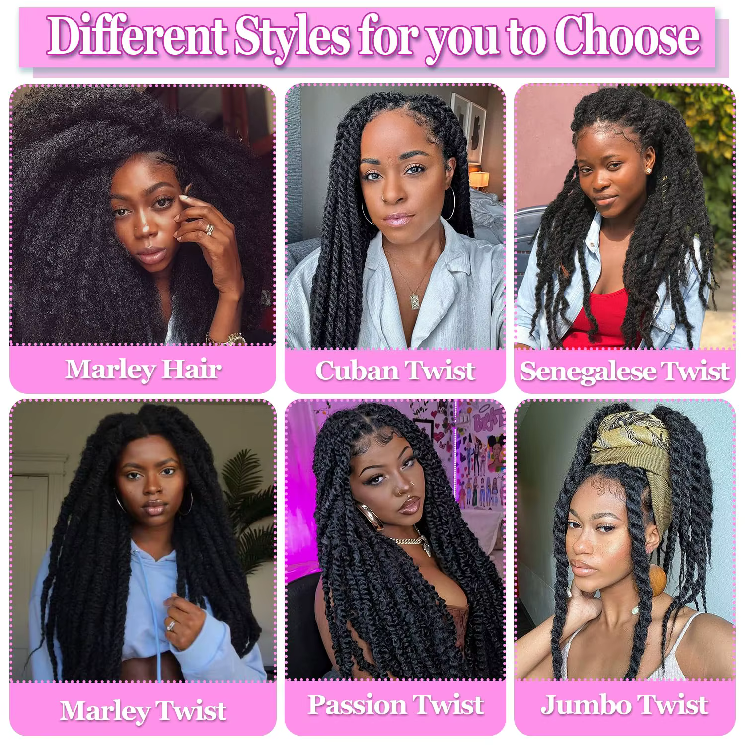 Cheveux synthétiques Marley Twist pour tresses – 18 pouces, doux, pour tresses Marley Twist, 1/3/8 p