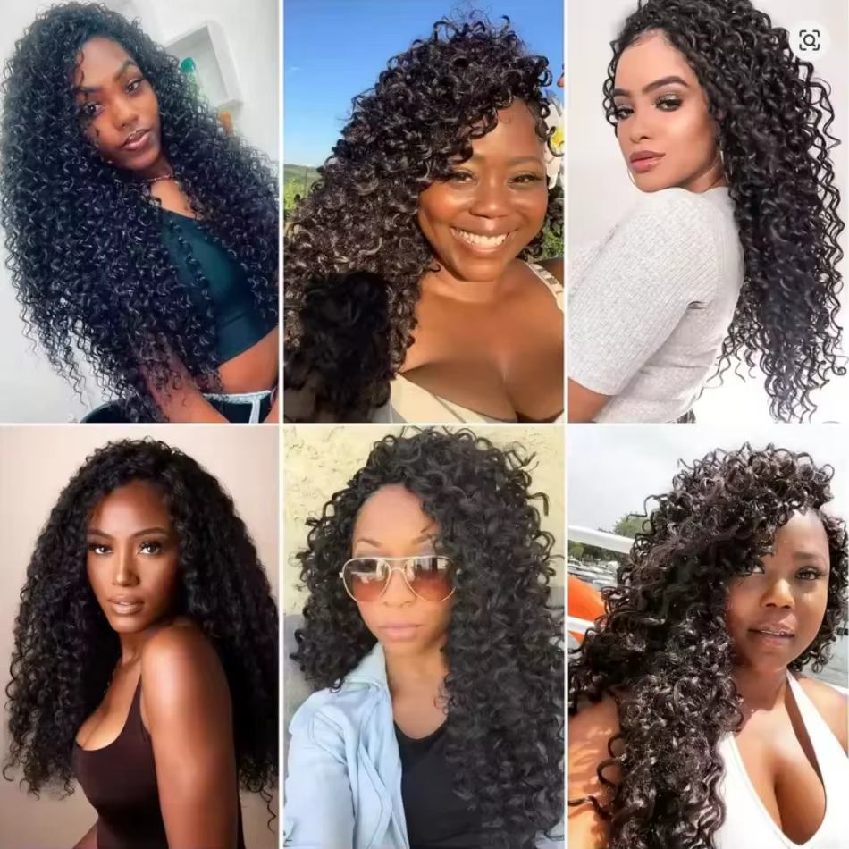 Cheveux bouclés crépus birmans pré-bouclés, cheveux humains à crocheter, cheveux ondulés profonds sa