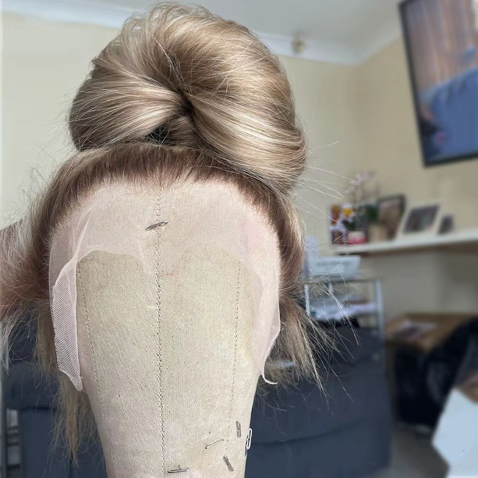 Perruque Lace Front HD 13x4 pour Femme, Ombré Blond Platine avec Racines Foncées, Lisse, Cheveux Hum