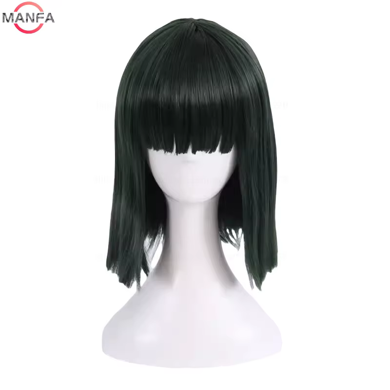 Fubuki Cosplay perruque filles résistant à la chaleur cheveux synthétiques vert profond Bobo perruqu