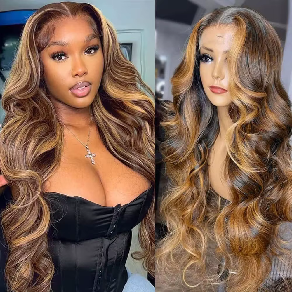 Perruques en cheveux humains ondulés 13x4 avec dentelle frontale, densité 200%, 40 pouces, mèches 4/
