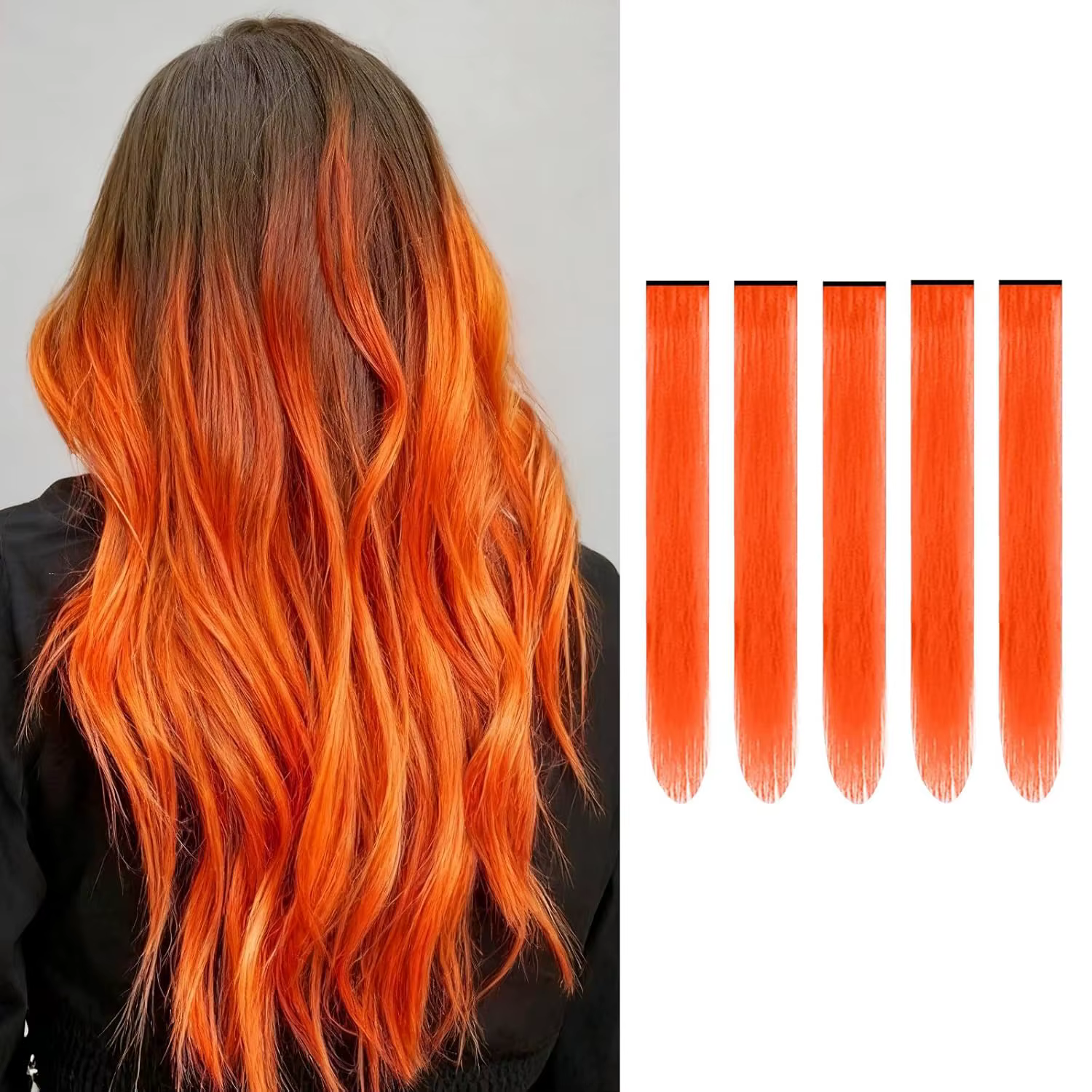 Extensions de cheveux colorées de 22 pouces, extensions de cheveux synthétiques lisses à clipser pou