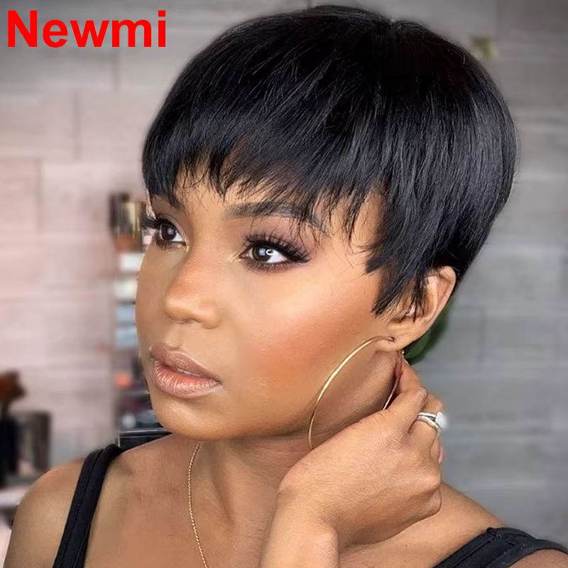 Perruque courte coupe lutin cheveux humains prêt à porter perruques de cheveux humains brésiliens po