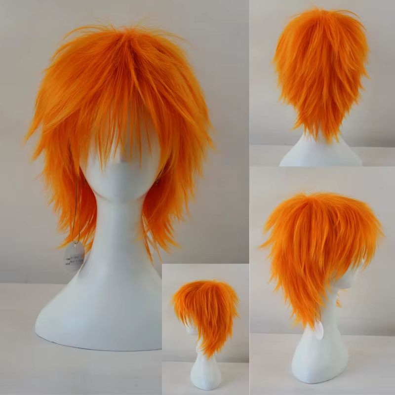 Perruque de Cosplay Ichigo Kurosaki en Fiber synthétique, perruque résistante aux hautes température