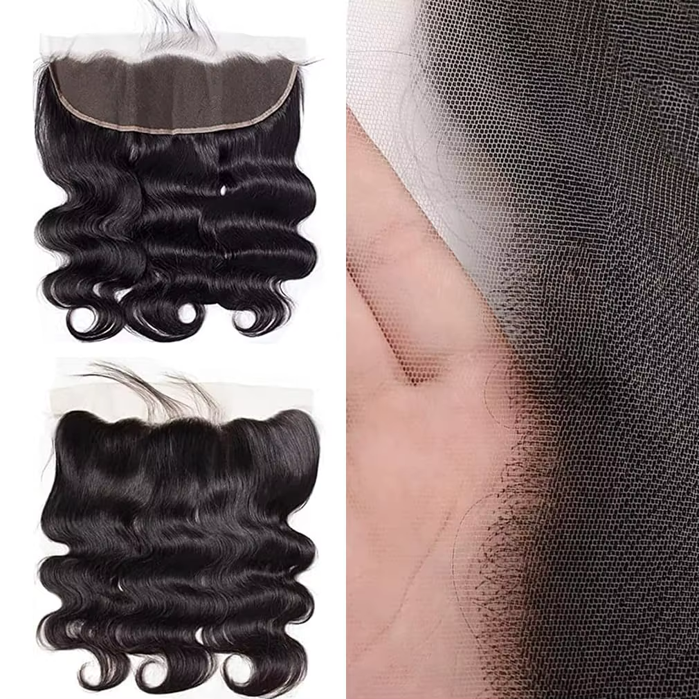 Extensions brésiliennes Body Wave avec closure en dentelle 13x4, cheveux humains véritables, 3 mèche