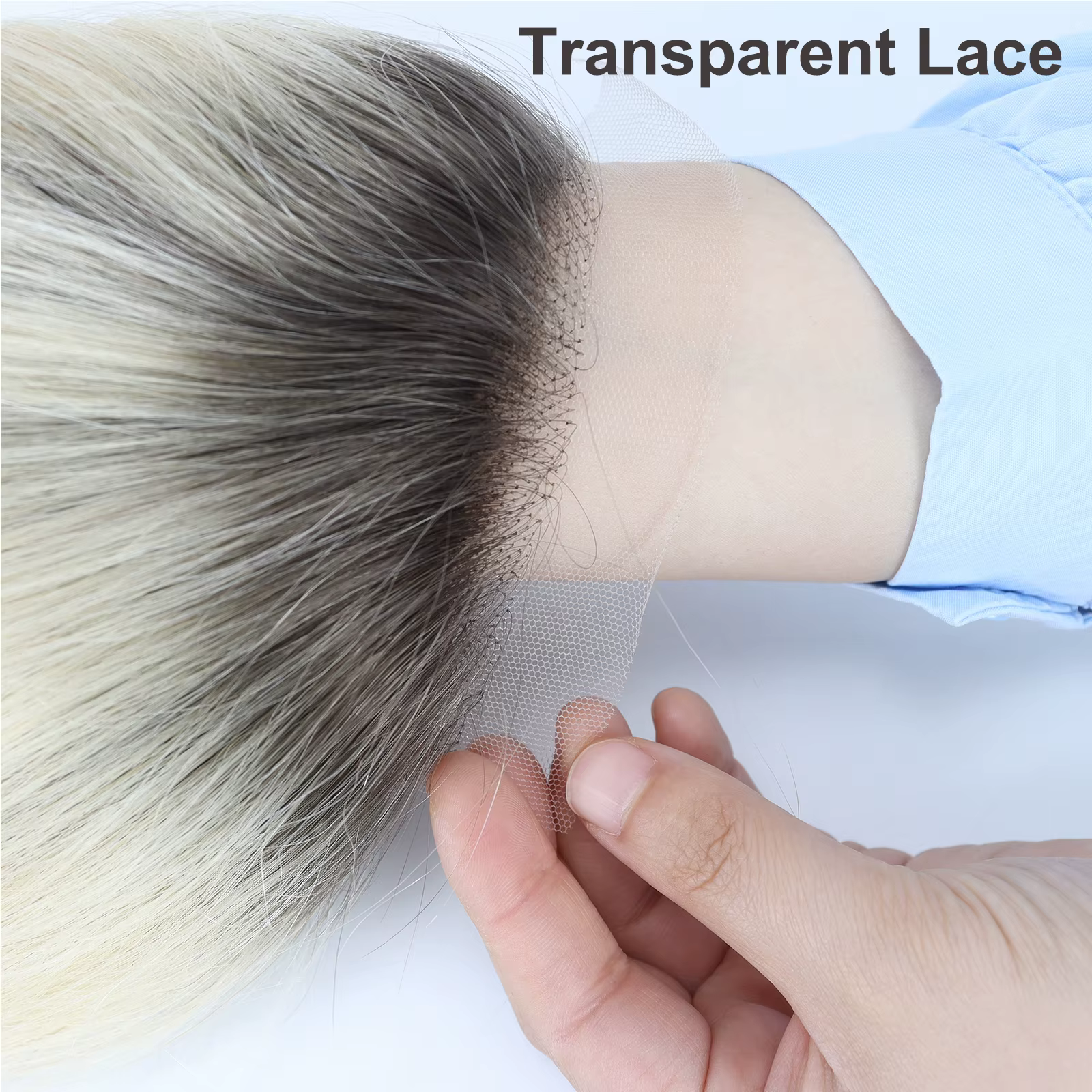 Base en Silicone fermeture à lacets Ombre blond clair en soie 5x5 pouces Topper avec ligne de cheveu