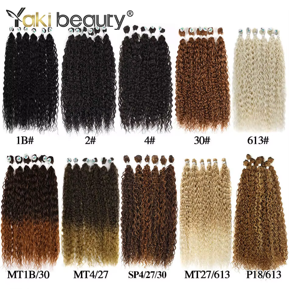Mèches synthétiques bouclées et crépues, tissage de cheveux longs Jerry Anjo Plus, Extensions capill