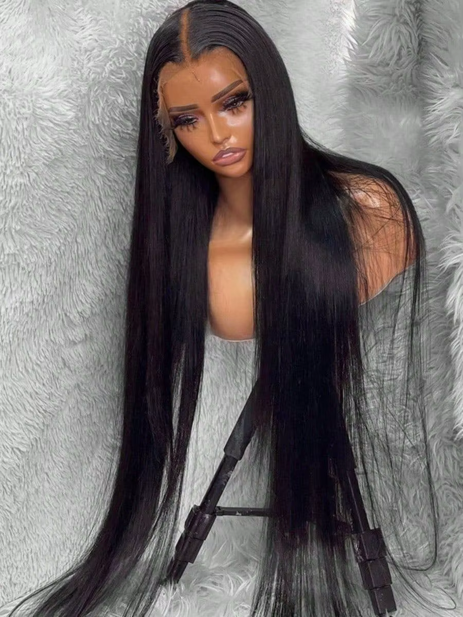 200 densité 13x4 13x6 os Transparent droit 42 pouces 5X5 dentelle avant perruques de cheveux humains