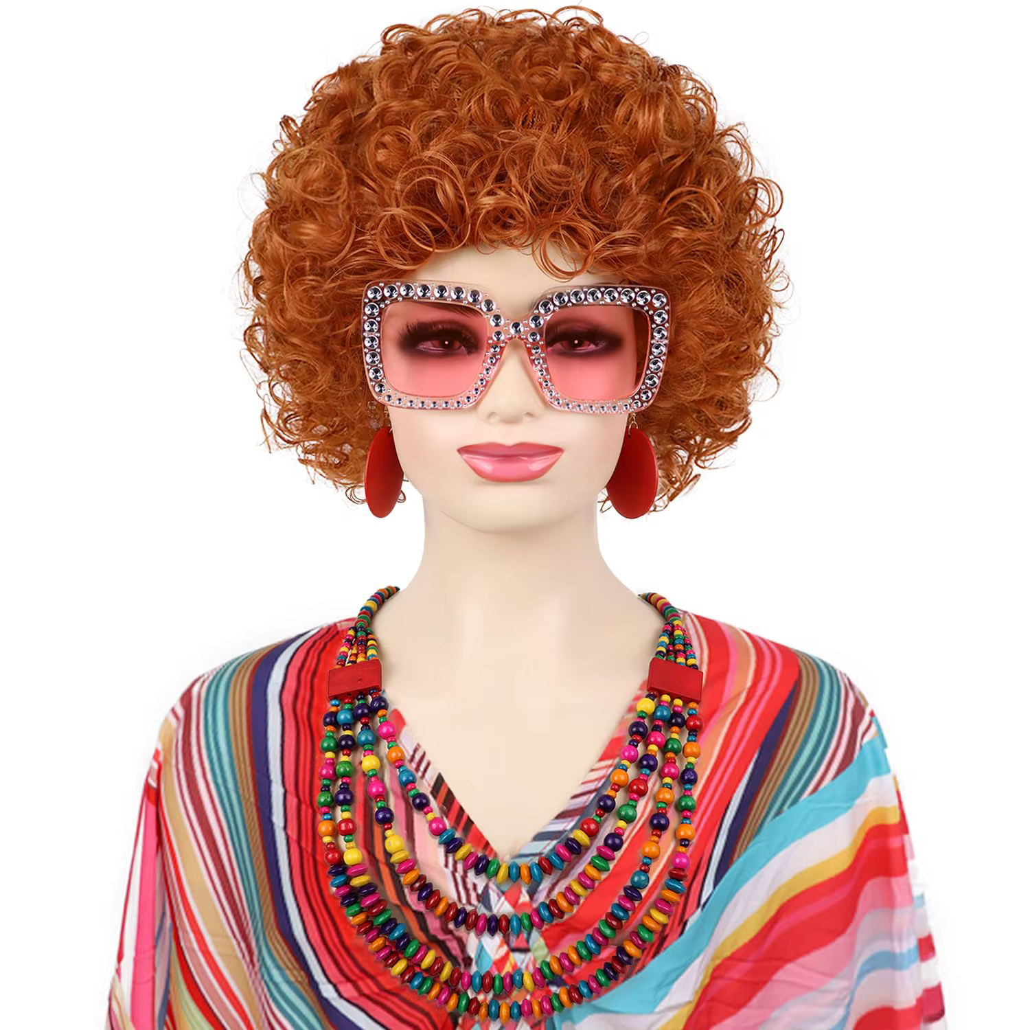Perruque synthétique rouge orangé pour femme, perruque courte bouclée rougeâtre pour cosplay, fête d