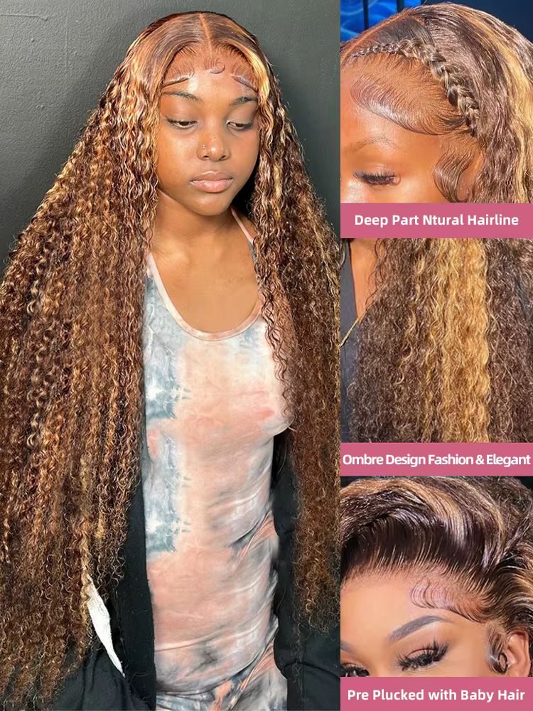 Mettre en évidence 13x6 Hd dentelle frontale perruque cheveux humains pré plumé vague profonde 30 40