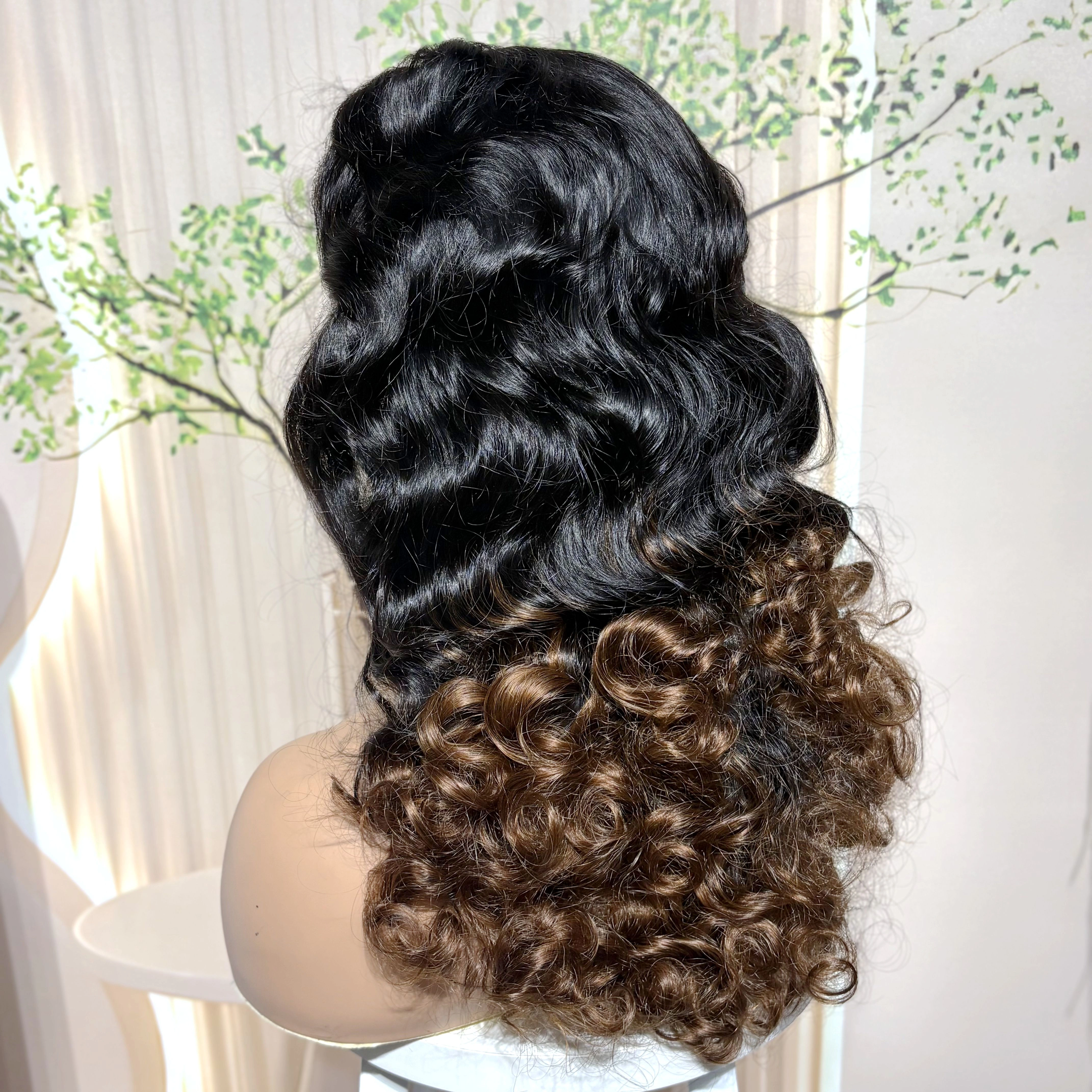 Perruques de cheveux humains ondulés brun chocolat densité 300% avec dentelle frontale 13x4, perruqu