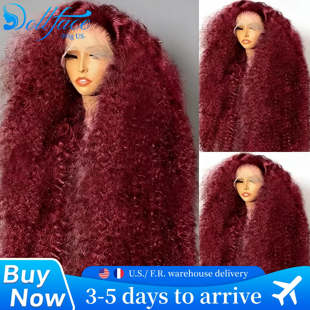 Vague profonde bordeaux 99J 13x6 Hd dentelle frontale perruque cheveux humains 220 densité 36 pouces