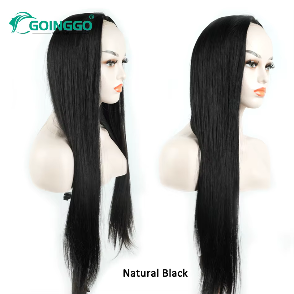 3/4 cheveux humains demi perruque faite à la Machine cheveux longs raides 14-28 pouces brésilien Rem