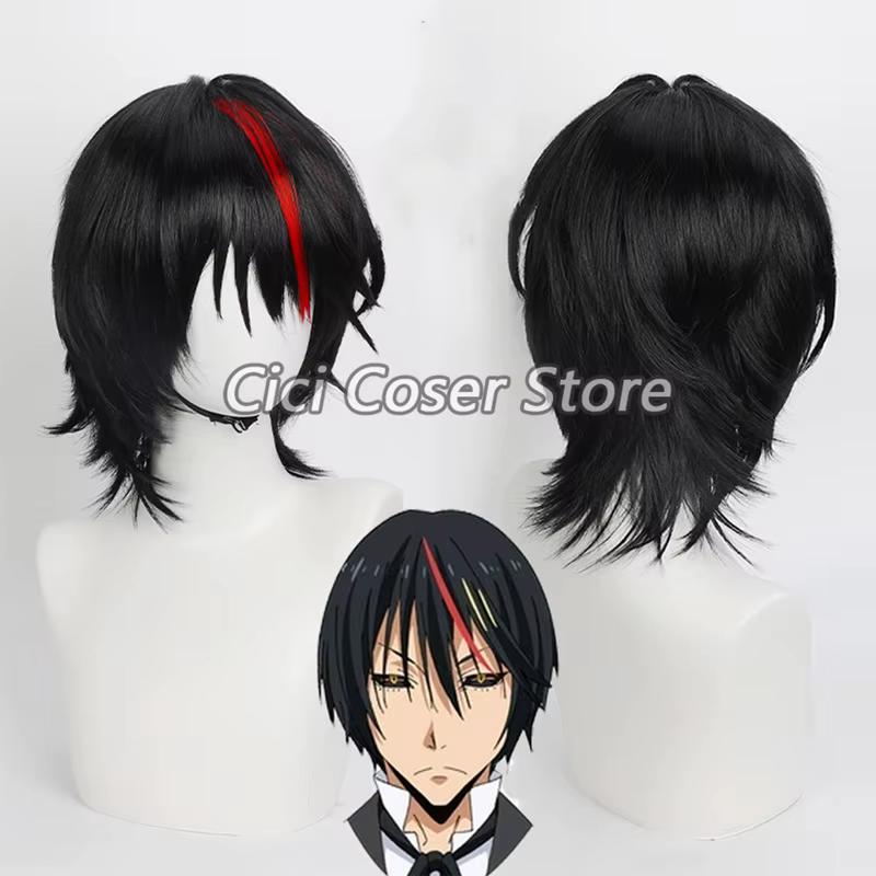 Diablo Cosplay perruque Anime j'ai réincarné comme un jeu de rôle Slime noir cheveux courts rouge ho