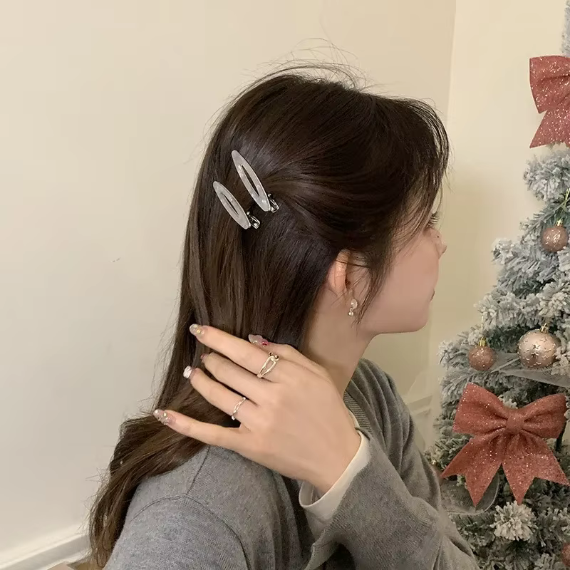 Pinces à cheveux en acétate, Barrettes géométriques ovales creuses, épingles latérales, épingle à ch