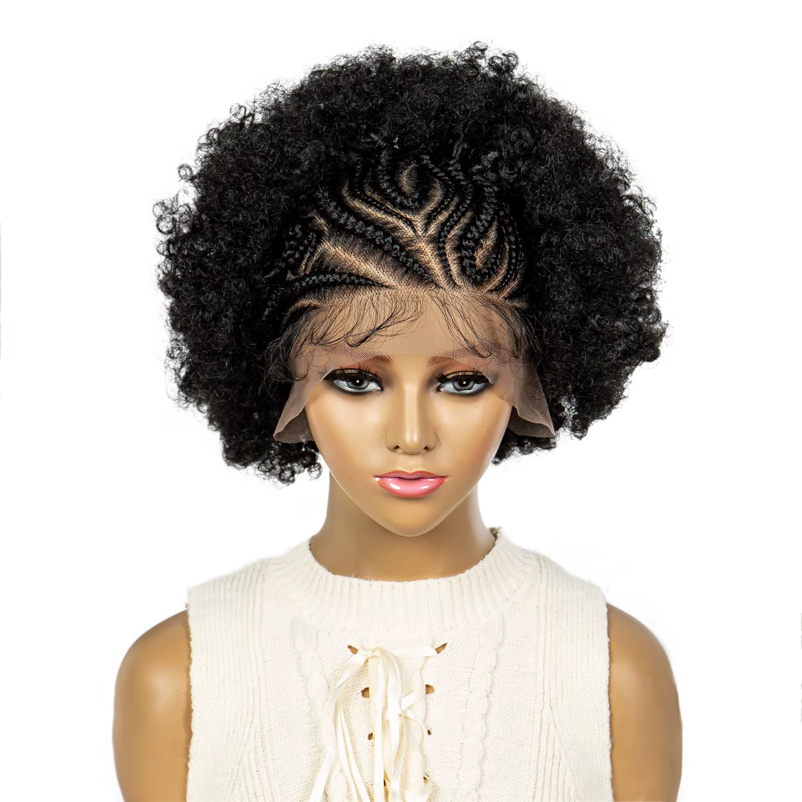 Perruque Afro crépue bouclée, perruques tressées courtes de 6 pouces pour femmes noires, perruques s