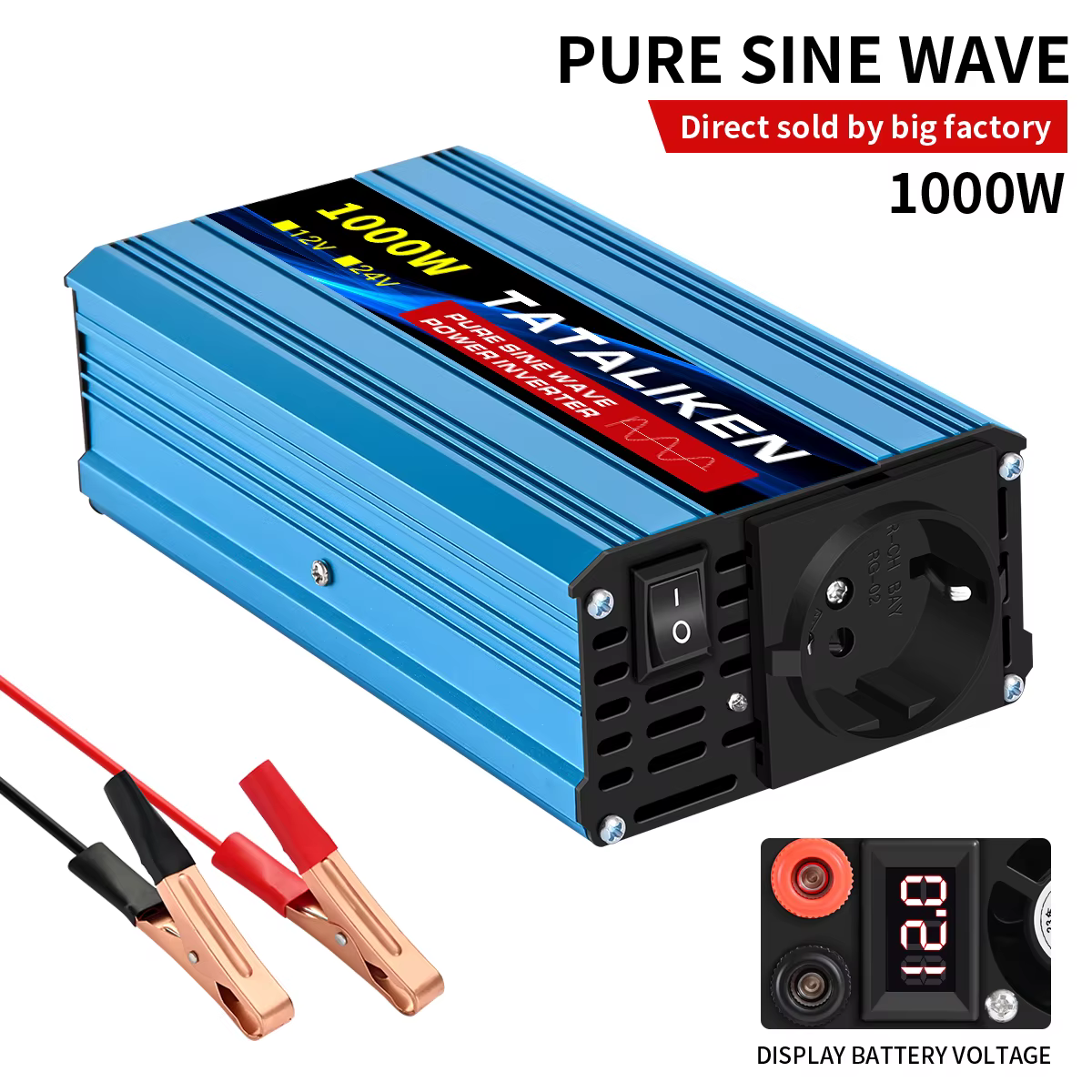 Onduleur à onde sinusoïdale Pure 2500W/3500W/4500W/5000WDC 12V/24V à AC 220V 230V, convertisseur de