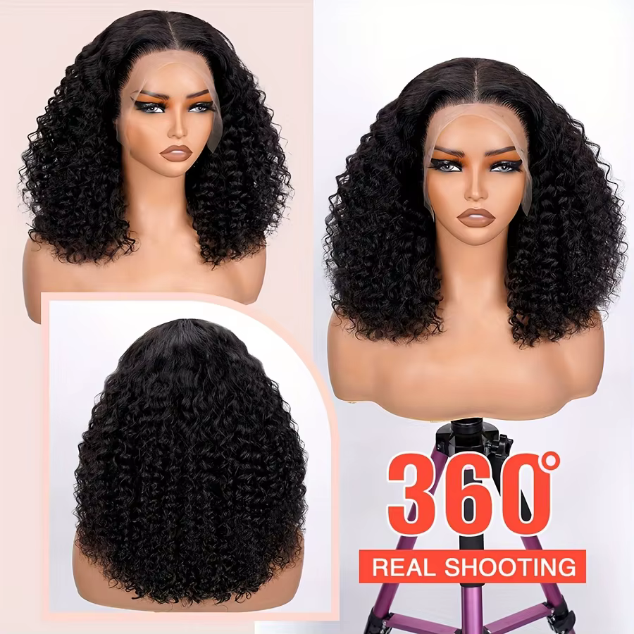 Perruque BOB vague profonde cheveux humains 13x4 HD bouclés dentelle avant perruques cheveux humains