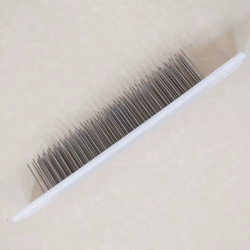 Hackle pour cheveux en acier inoxydable, 30cm, blanc, bleu, avec aiguille pour peigner les cheveux e