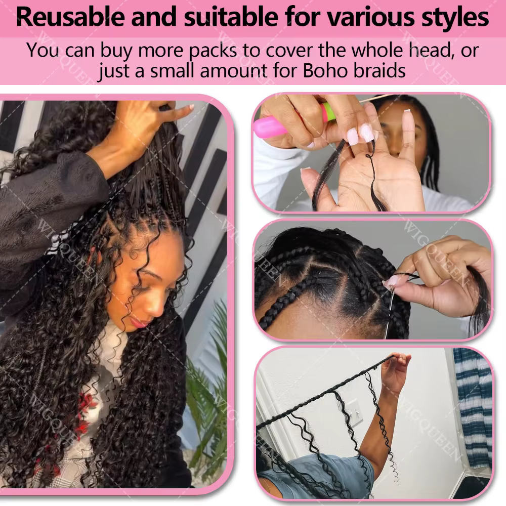 12A sans noeud pré-séparé vague profonde plume Crochet cheveux humains 100% Extensions de cheveux ré
