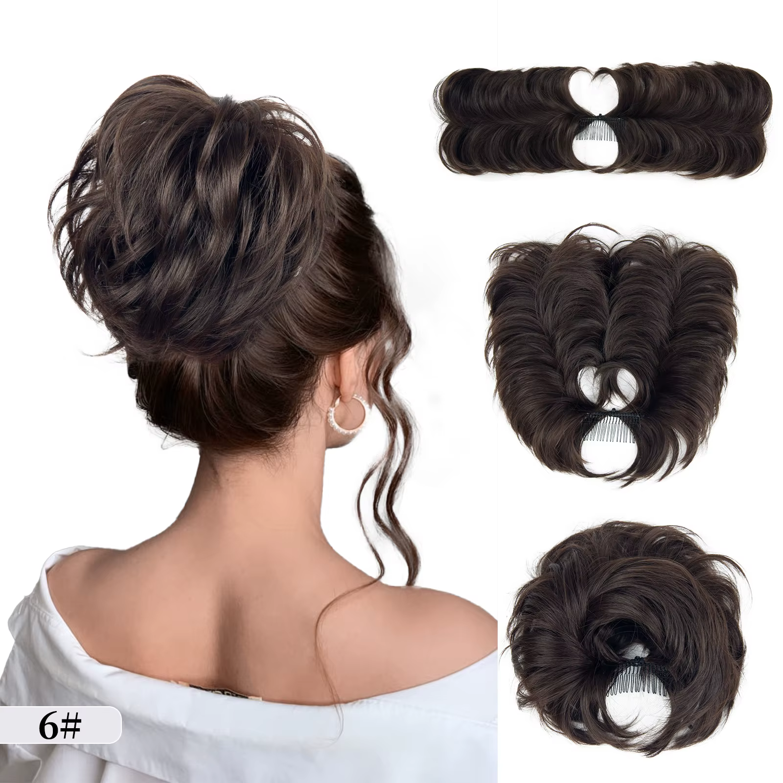 Postiche chignon décoiffé bon marché pour femme, peigne à clipser, court, droit, polyvalent, ébourif
