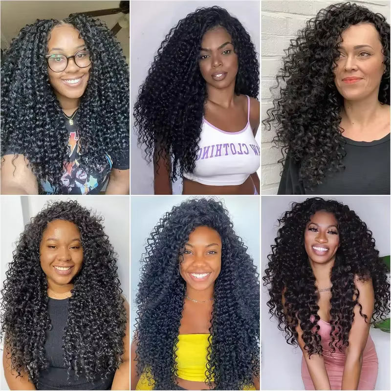 Extensions de cheveux humains brésiliens 12A, bouclés en spirales petites, bouclés crépus, pour croc