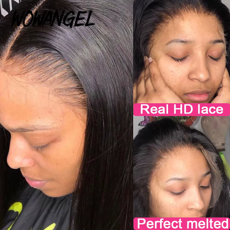 WOWANGEL HD dentelle frontale perruques 13x4 dentelle frontale perruque de cheveux humains peaux fon