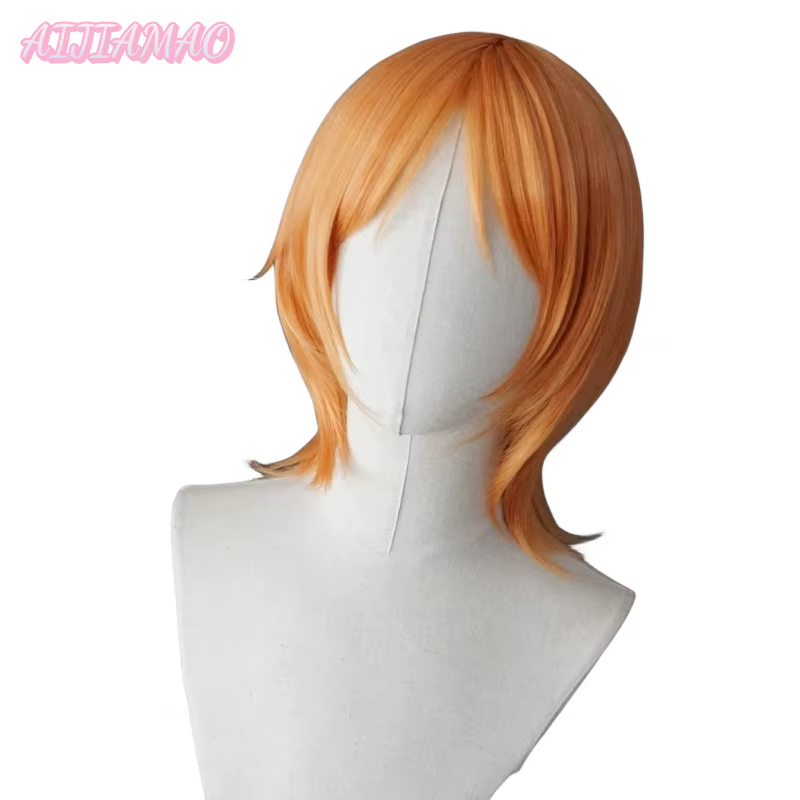 Perruque Anime Nami Cosplay pour Femme Adulte, Cheveux Ondulés, Perruques sulf, Bonnet, Orange, Degr