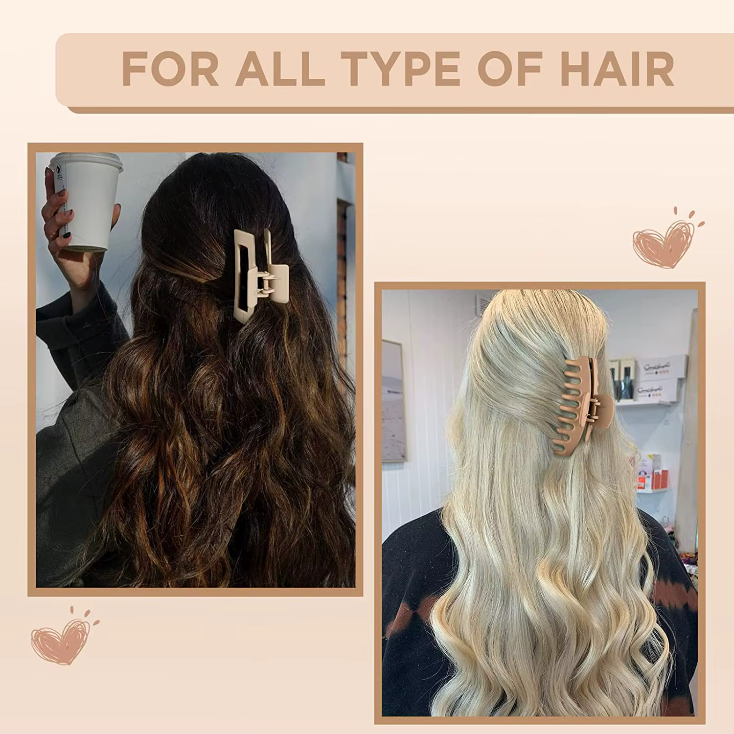 Pinces à cheveux géométriques mates vintage solides pour femmes, pour cheveux épais, maintien ferme,