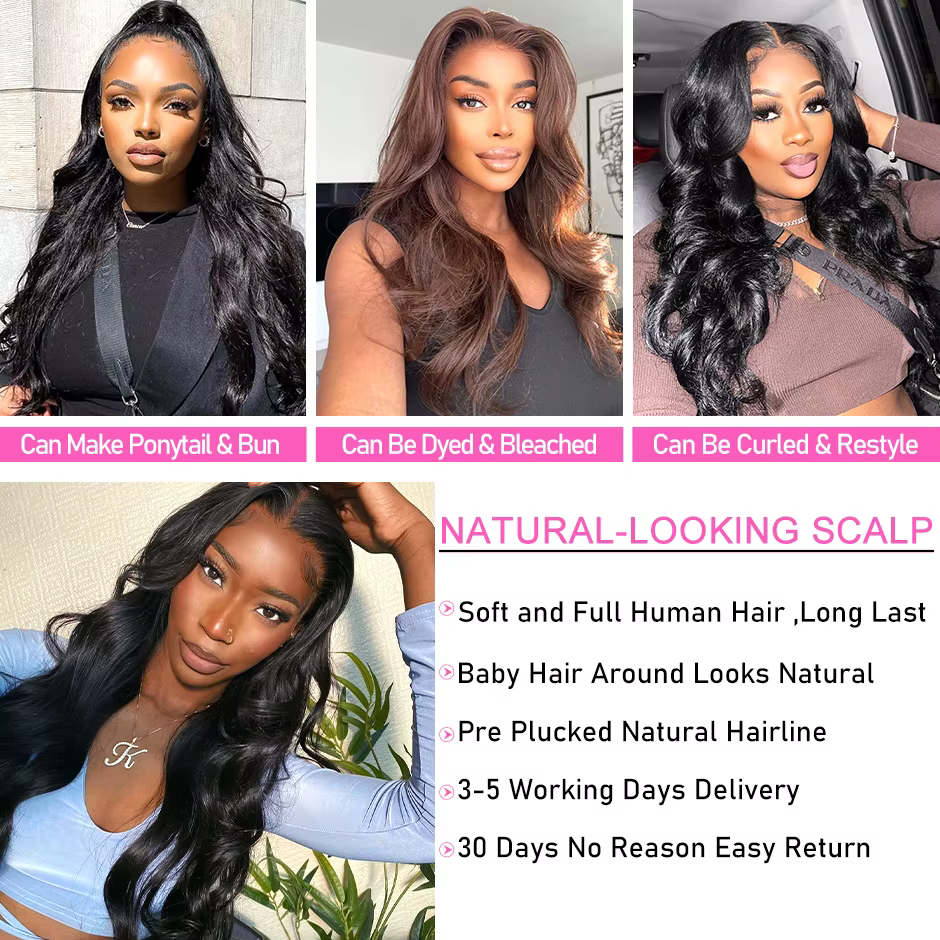 ISEE HAIR brésilien vague de corps 4x4 dentelle fermeture perruques pour les femmes 13x4 dentelle fr
