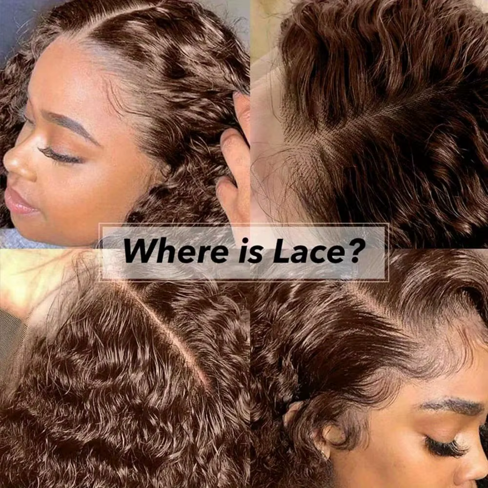 38Inch Chocolate Brown Curly Wave HD Lace Front Wig 13x4 13x6 Water Wave HD Lace Frontal Human Hair