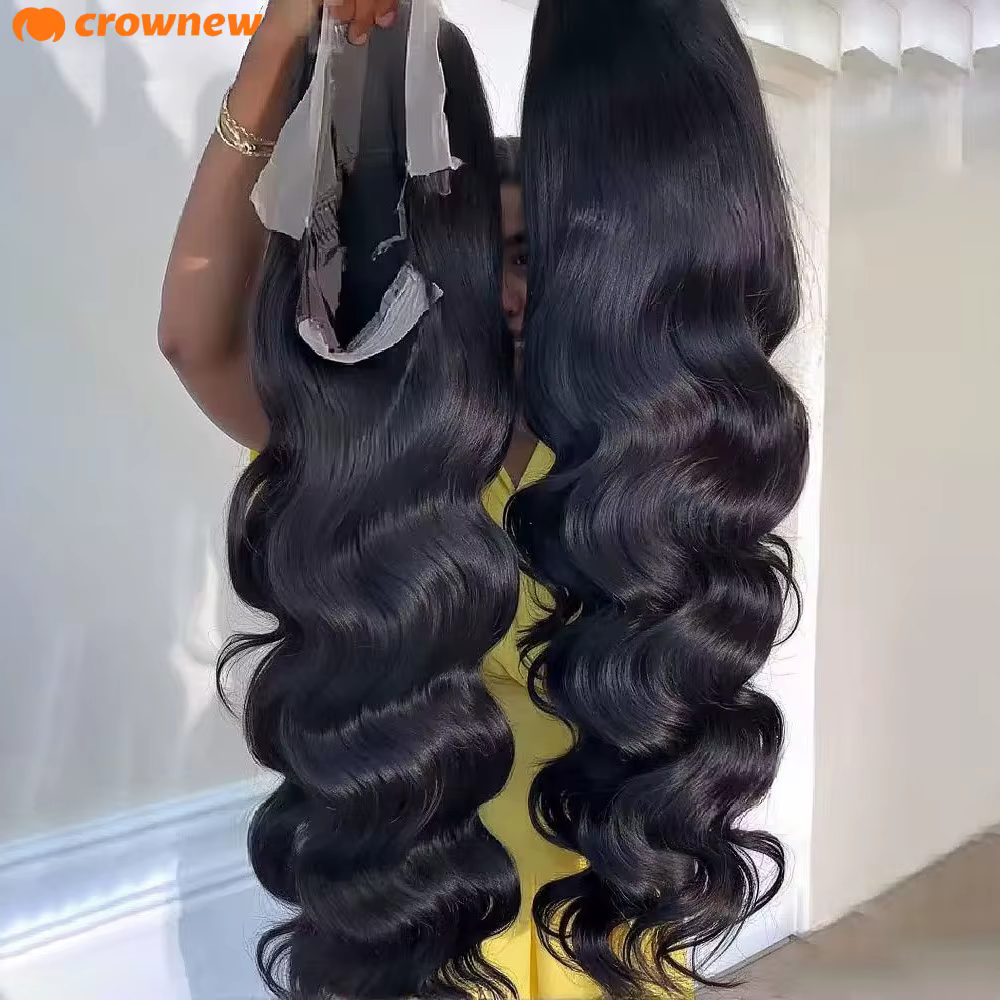 Perruques 100% Cheveux Humains Réels, Sans Colle, Cheveux Humains, 36 Pouces de Long, Ondulation Nat