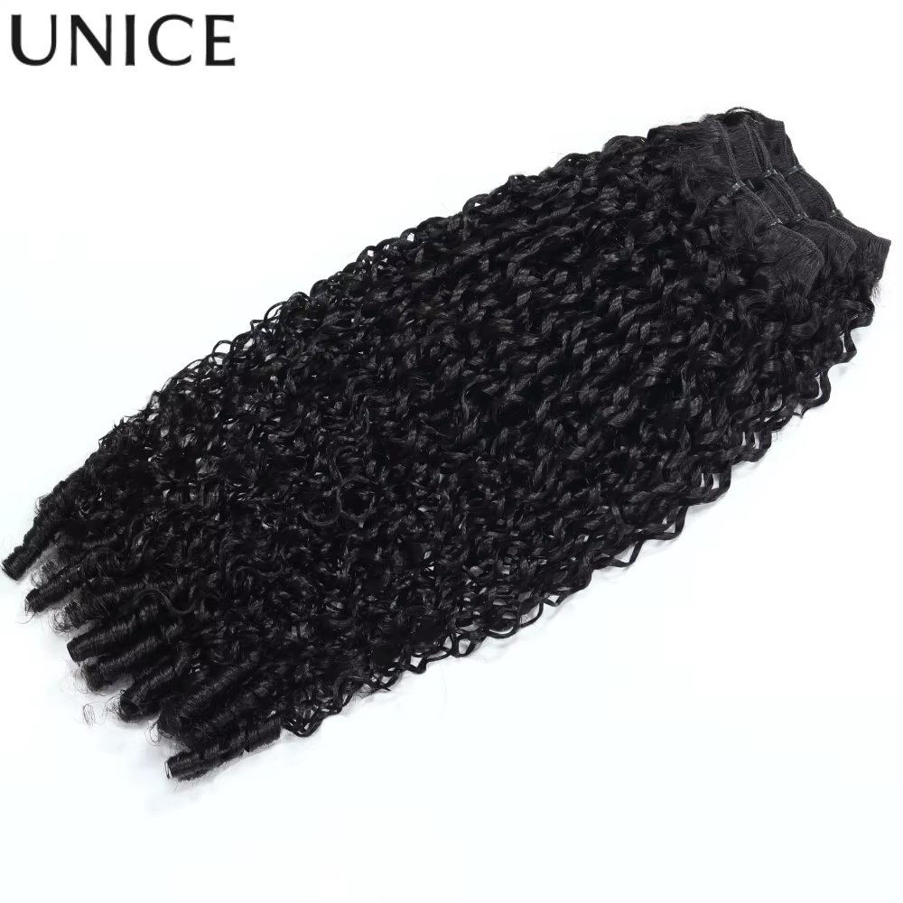 UNice 3 pièces de mèches de cheveux bouclés birmans 100% cheveux humains avec des extrémités en spir
