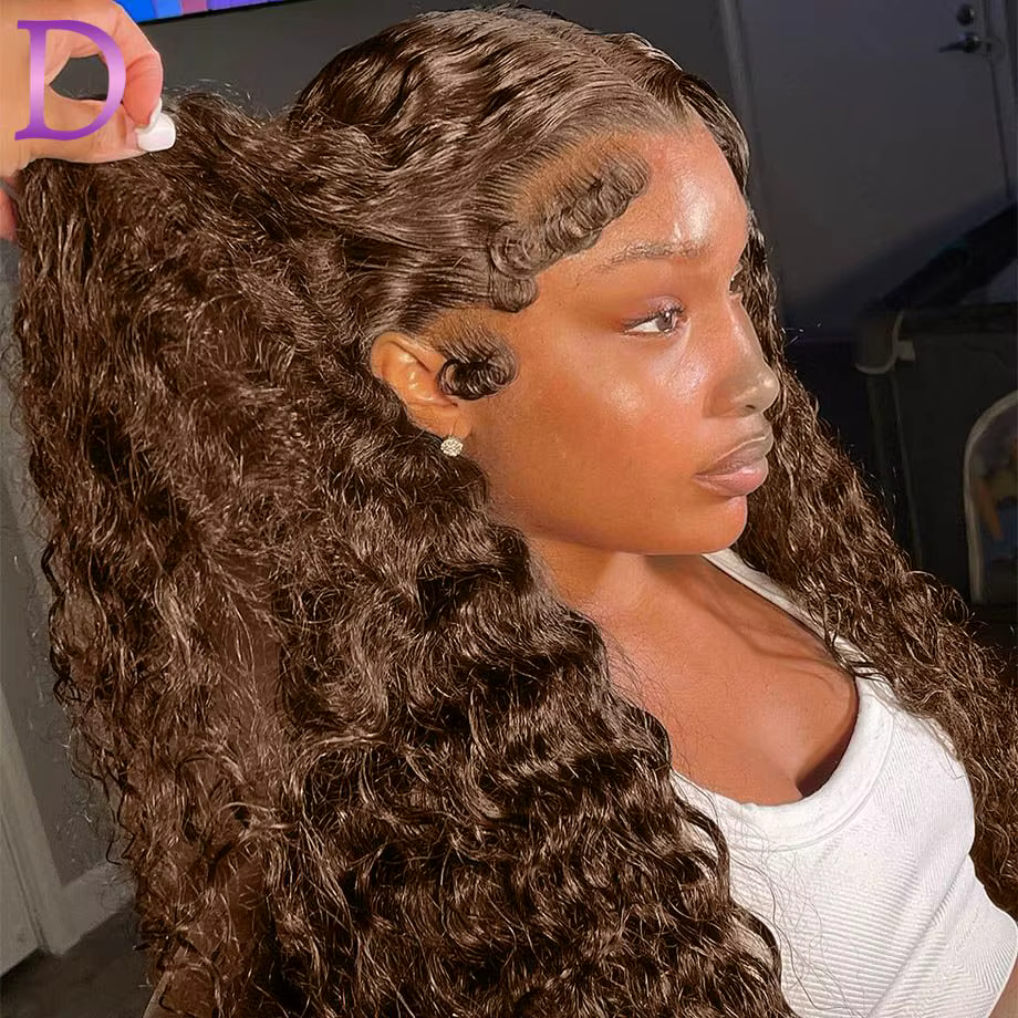 Dialola Perruques Cheveux Humains Brunes Couleur Chocolat Marron Caramel Boucles Dentelle HD 13x6 Pe