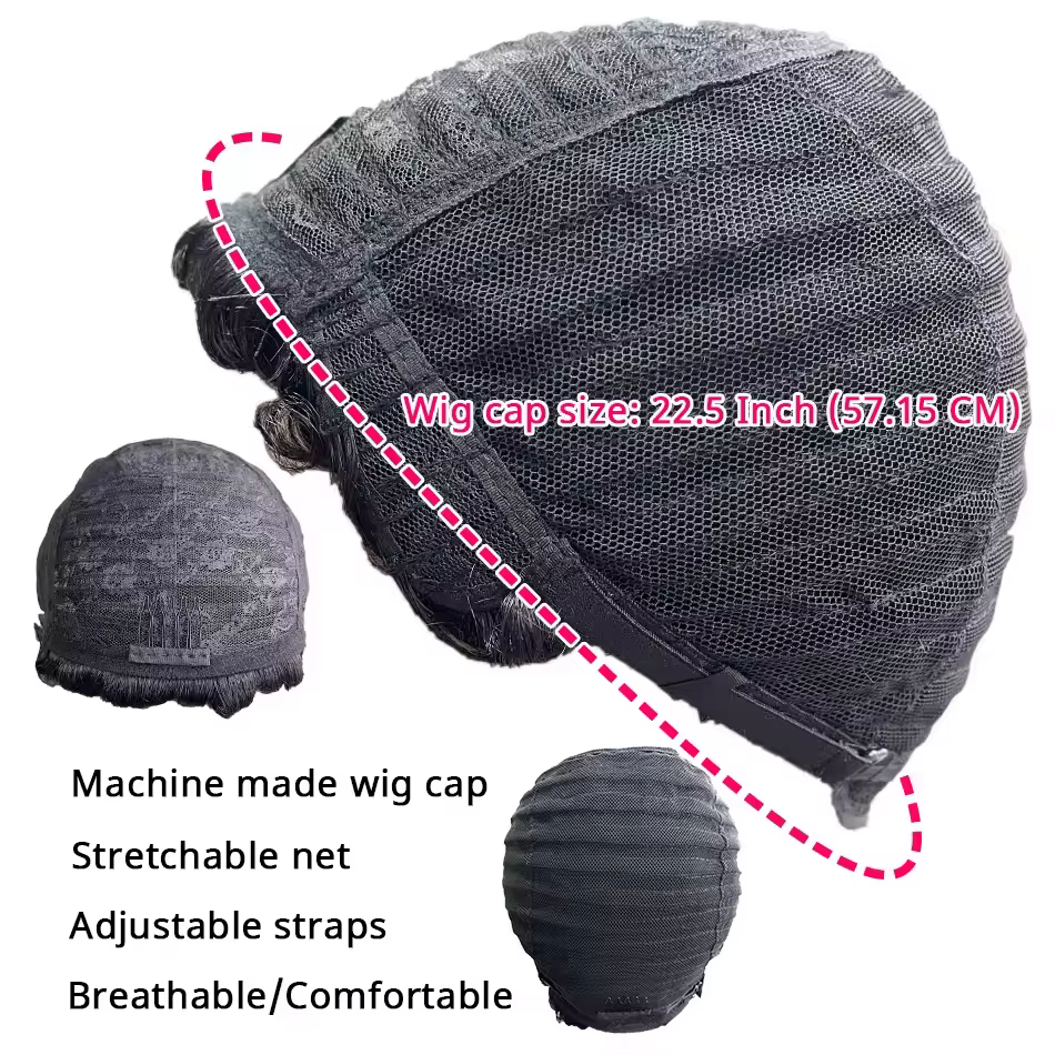 Perruque de cheveux humains coupe lutin 6 "en couches courtes bouclées lâches avec frange Remy cheve
