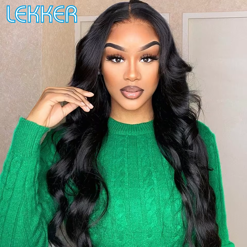 Lekker noir Long ondulé 13x1 T partie dentelle avant 100% perruques de cheveux humains pour les femm