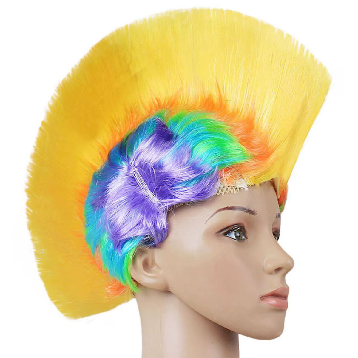 Perruque synthétique résistante à la chaleur, tête de crête de coq, chapeau de fête coloré drôle pou