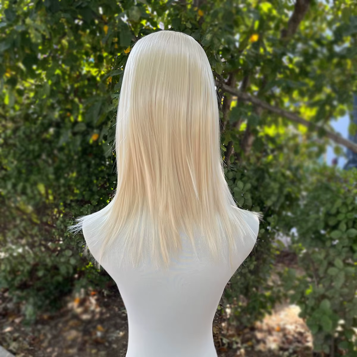 Perruque Lace Front Wig synthétique sans colle, blond clair, longueur d'épaule, 13x4, avec raie cent