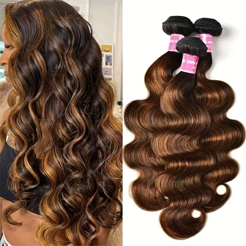 Mèches brésiliennes Body Wave brunes Balayage, Extensions de cheveux 100% naturels pré-colorés, de h