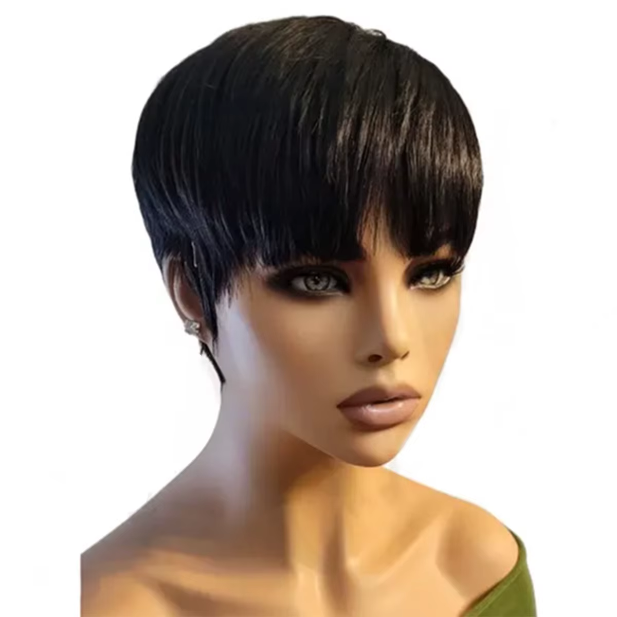 Perruque Courte Pixie Mono Top Entièrement en Dentelle, 100% Cheveux Humains, Coupe Pixie, Perruque